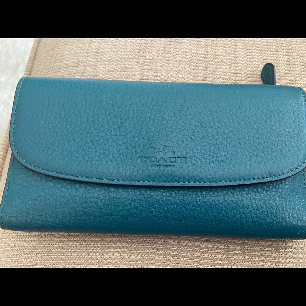 Turquoise Coach Wallet-Pebble Leather